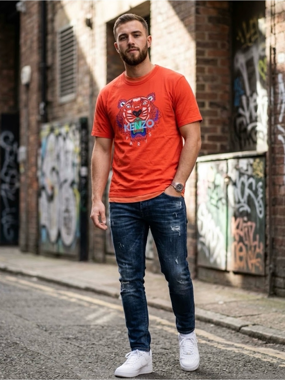 Kenzo Orange Tiger Graphic Tee